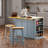 Kitchen Island With Power Outlet, 5 Wheels, Drop Leaf And 3 Drawers-649810654