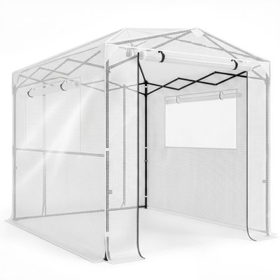 Serre en PE blanc avec piquets et cordes 6 x 8 pieds