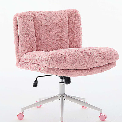 Artificial rabbit hair Office Chair with Metal Base, Adjustable Desk Chair Swivel Office Chair,Vanity Chair