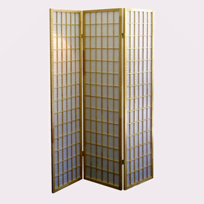 70" Tall 3-Panel Screen / Room Divider, Japanese Style With Natural Wood Finish by Myhomekeepers