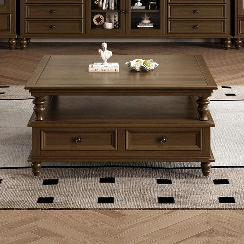 Table basse de style américain, H 20,47 po x l 47,24 po x P 47,24 po, Tanné