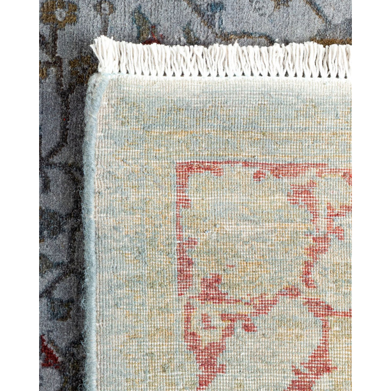 Tapis noué à la main Mazarine, unique en son genre - gris