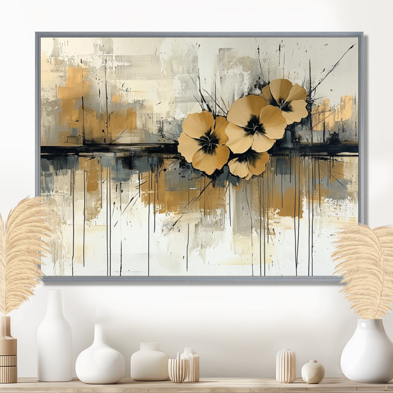Minimalisme, désert, fleur des œillets II - œillets, art mural, H 24 po x l 32 po, Cadre flottant, Argent argent