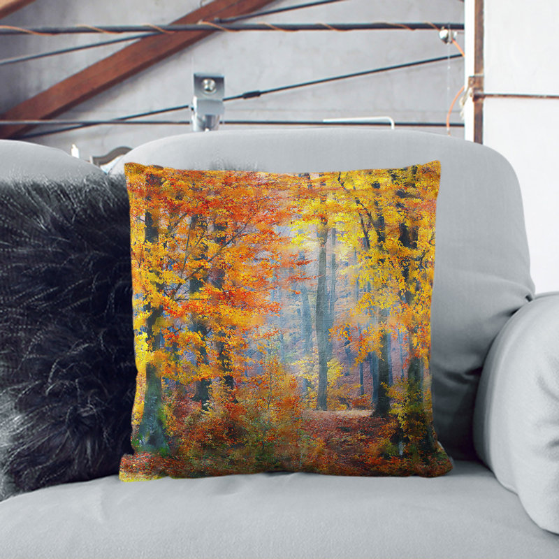 Autumn Forest Vol.3 Painting Square Throw Cushion, 55cm H x 55cm W x 20cm D, White