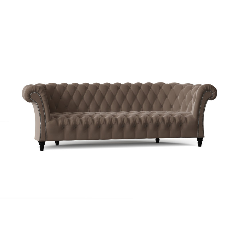 Canapé Chesterfield à accoudoirs roulés, Dauphin, Noir, 72 pouces