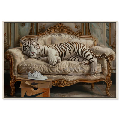 Lounging Sneaker Tiger Canvas Fashion Art Felines by