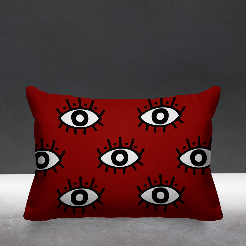 Coussin intérieur / extérieur Ankara Evil Eye, Rouge