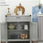Armoire latérale avec tiroirs de rangement HOMcom, armoire de cuisine de style campagne moderne, avec 2 portes de grange, armoire de bar café, gris