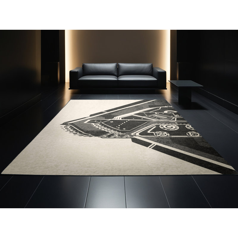 Tapis industriel lavable à la machine en tissu beige, 8 x 12