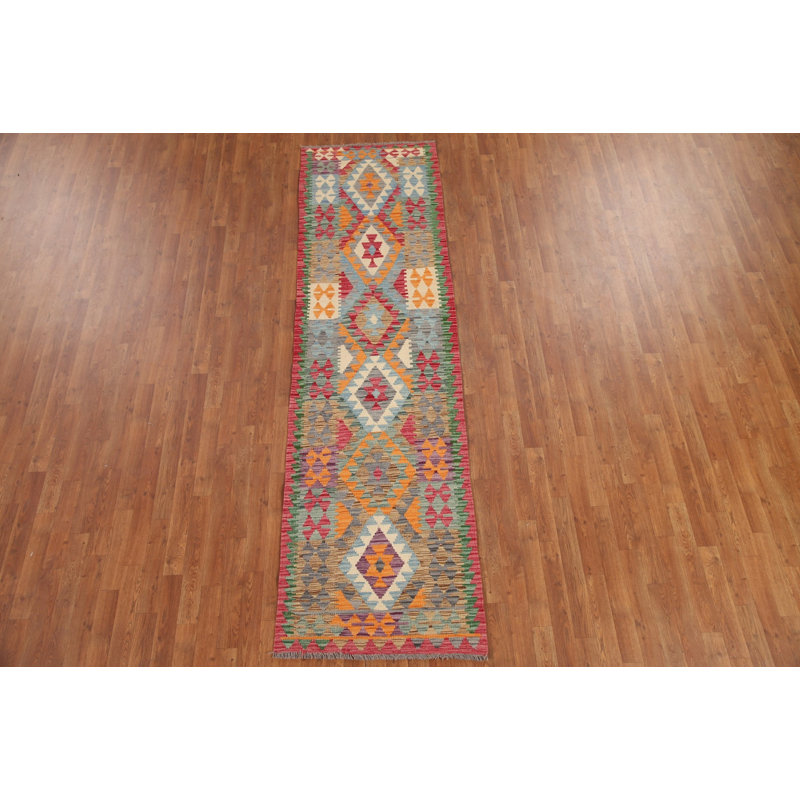 Tapis de couloir oriental coloré Kilim 3 x 10