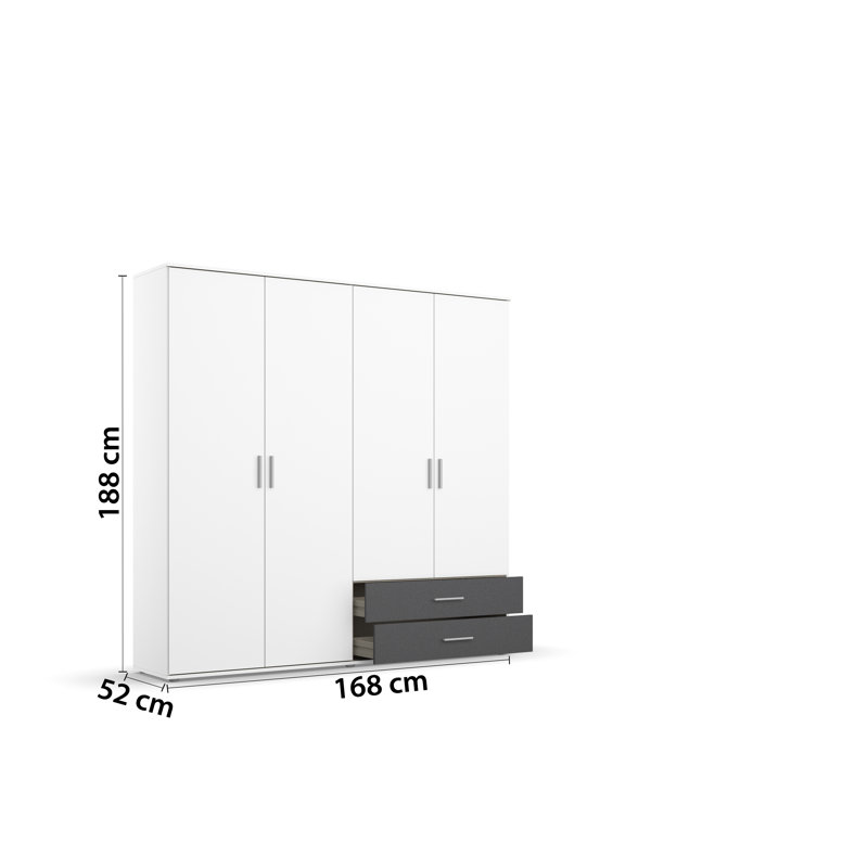 Rasant 4 Door Wardrobe, Alpine White/Metallic Grey