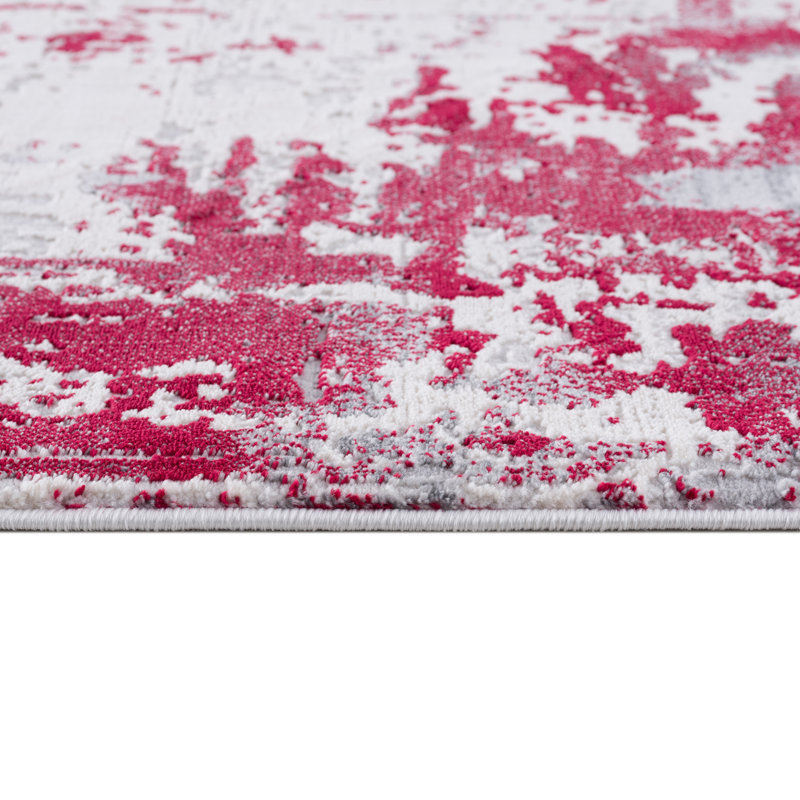 Rug Branch Solenne 9' x 13' (9'2" x 12'6") Red/Grey Abstract Indoor Area Rug, Contemporary, Medium Pile, Stain-Resistant Carpet - Living Room, Bedroom, Dining Room, and Kitchen