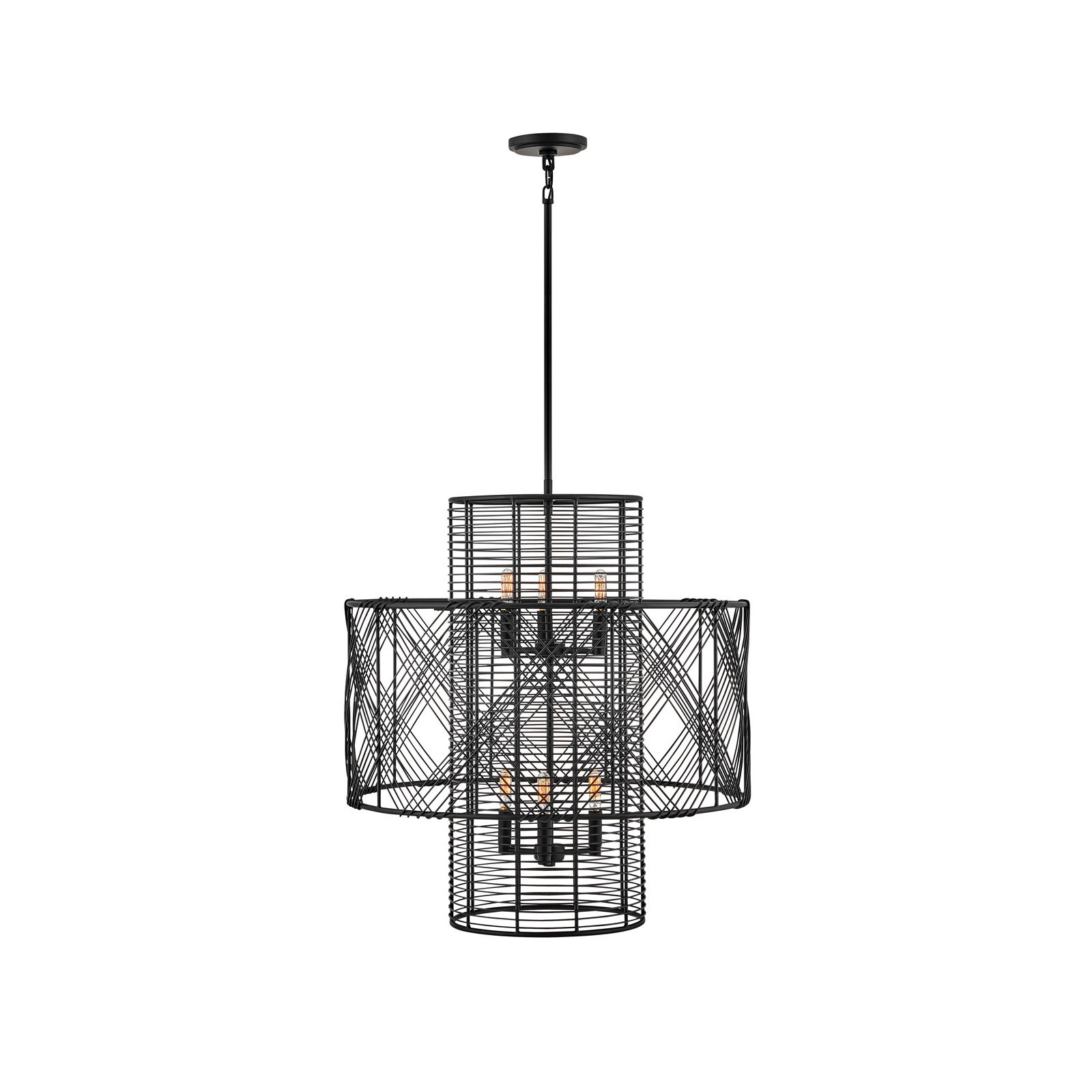 Brooke 6 - Light Metal Tiered Chandelier, Black