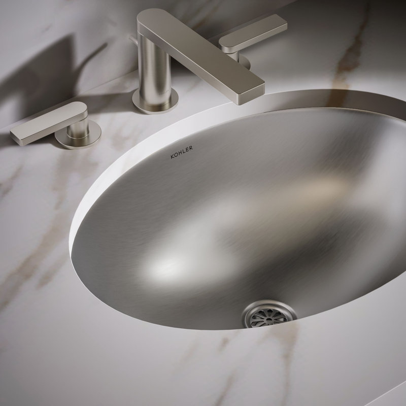 Rhythm Metal Oval Undermount Bathroom Sink, Satin