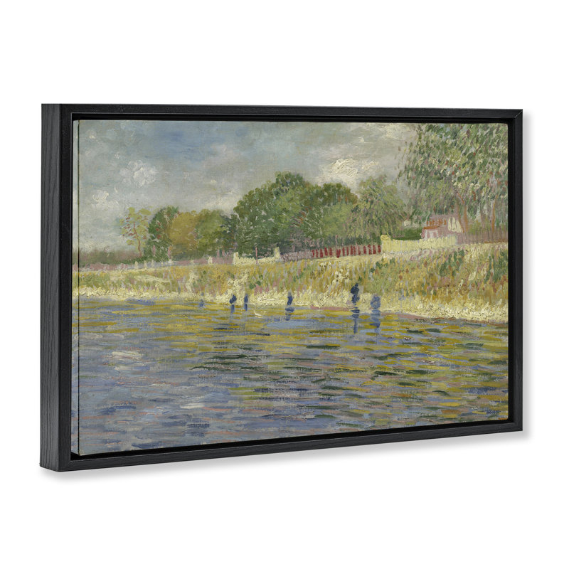  Toile flottante classique encadrée paysage de rivière Van Gogh par one1000paintings, Cadre flottant noir de jais