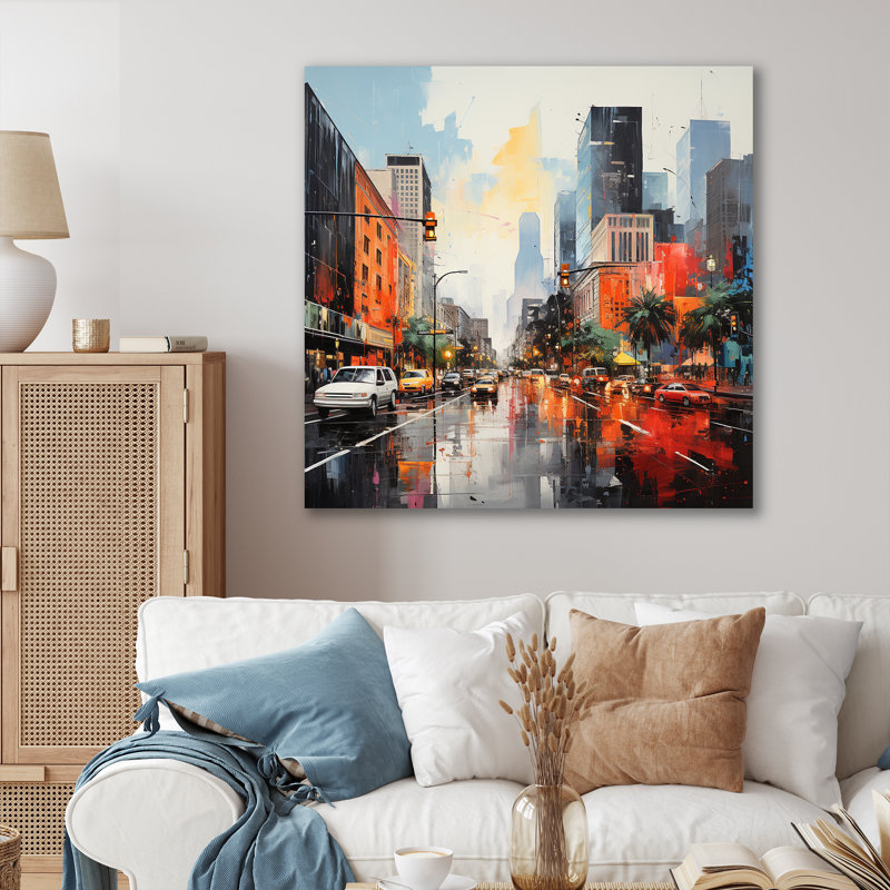 «Houston Cityscape Sunset Dream - Houston, art mural», Toile tendue, H 30 po x l 30 po