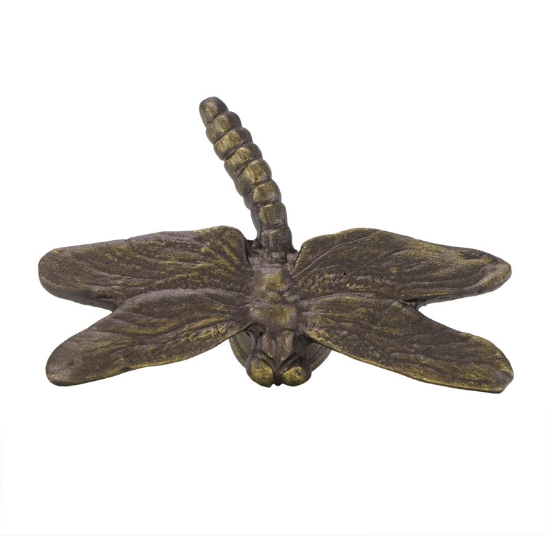 Water Garden dragon fly knob in Chalice, Antique Brass