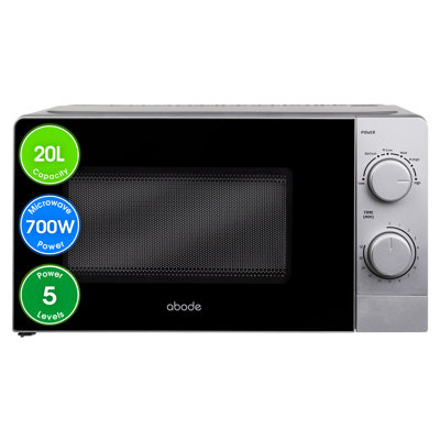 Abode AMM2005S, 20L Manual Microwave in Silver