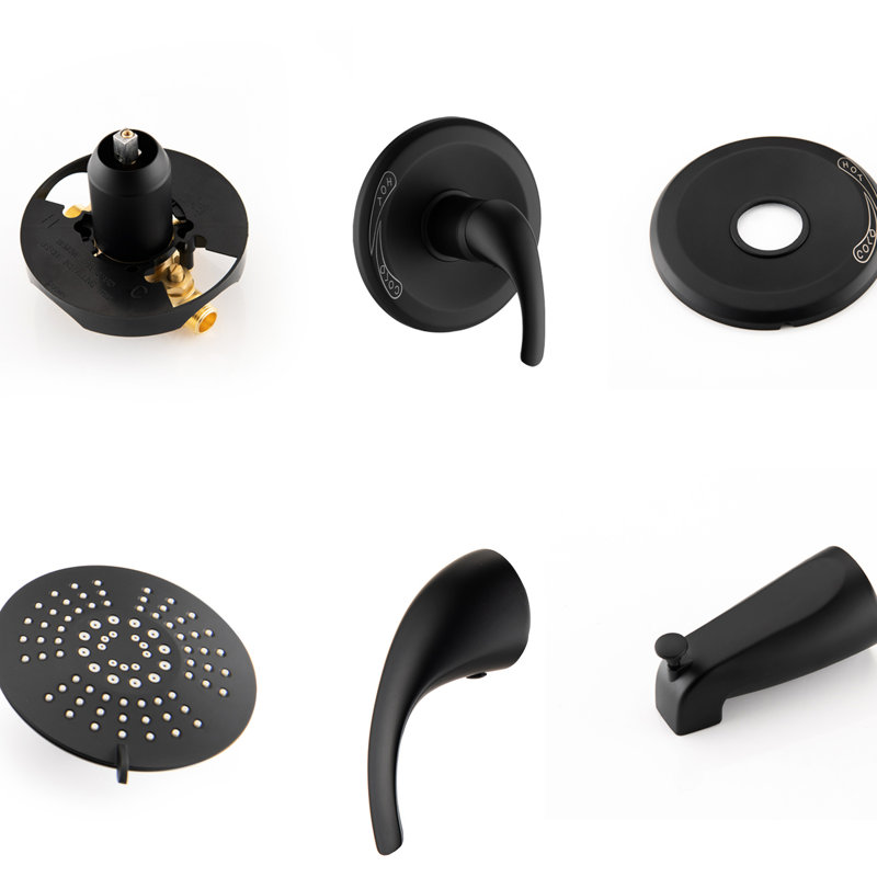 Matte Black Shower Fixture With 2.2 Gpm Flow & Adjustable Spray Head Finish 5 Patterns