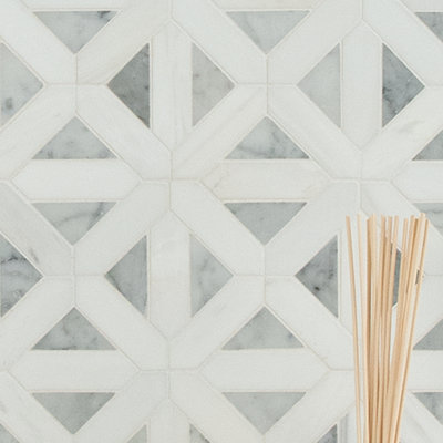 Bianco Dolomite 12"" x 12"" Marble Grid Mosaic Wall & Floor Tile -  MSI, SMOT-BIANDOL-GEOP
