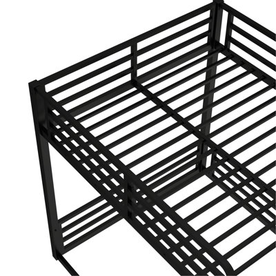 Full Xl/Full Xl Black Metal Bunk Bed, Noise - Reducing, Stable, Fits Modern Apartment Minimalist Finish, Easy To Assemble