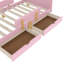 Twin Size Platform Bed with Storage Drawers, Solid Wood Beds Frame with Bed Guardrail, Small Shelf, and Hooks, No Box Spring Needed, Pink-1917016189-1917016176