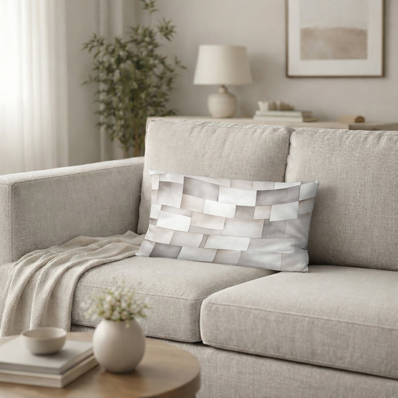 Coussin décoratif géométrique - Coussin gris, H 12 po x l 20 po