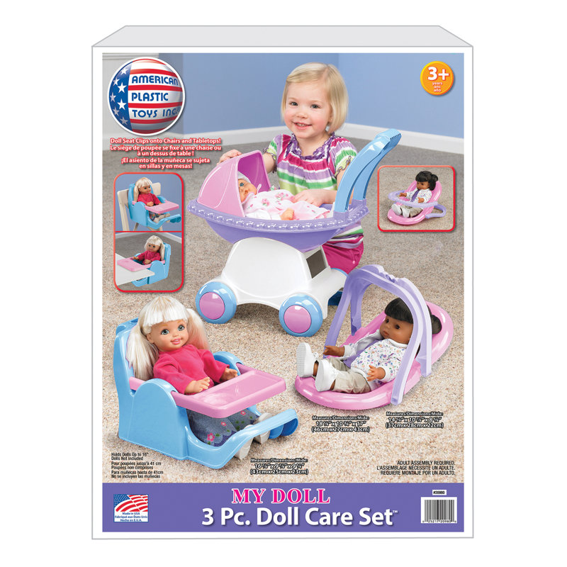 American Plastic Toys 3 Pc Doll Care Set 