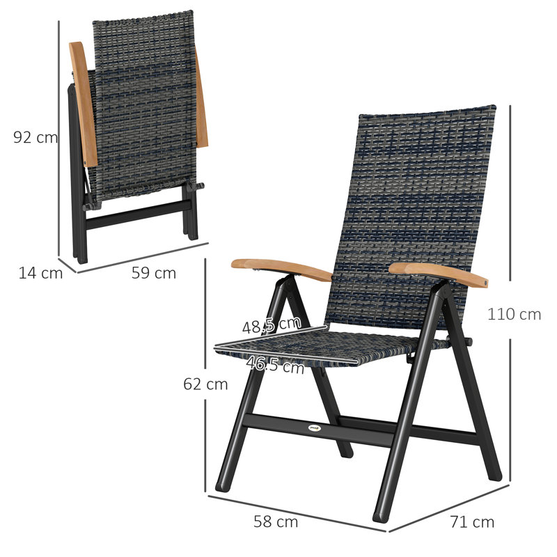 Folding Patio Dining Armchair, Dark Grey