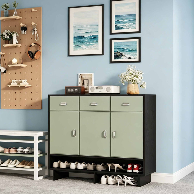 Italian style minimalist shoe cabinet, 39.37"H x  47.24"W x  13.78"D