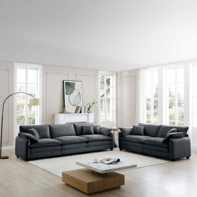 Ensemble de canapé familial, canapé profond, canapé chaleureux pour le cinéma maison et le salon, un canapé 2 places et un canapé 3 places, velours côtelé gris