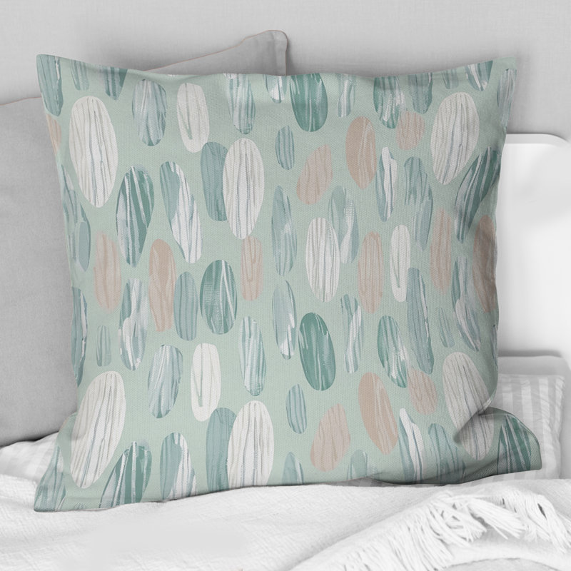 Blue Boho Circles - Boho Throw Pillow, 16"H x 16"W
