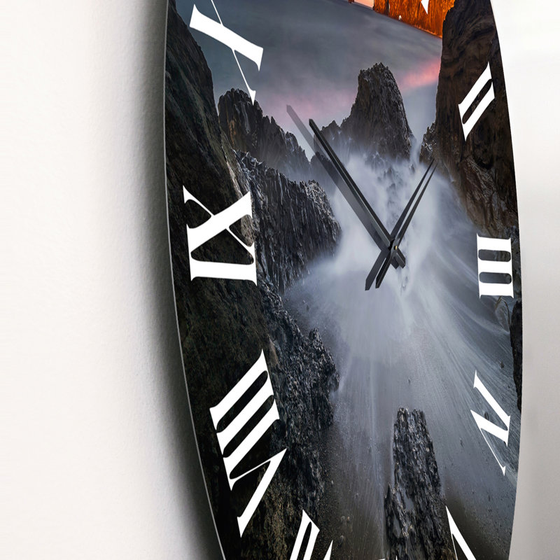 Horloge murale panoramique et arche rocheuse sur Desert Island II - nautique et côtière, Moyen