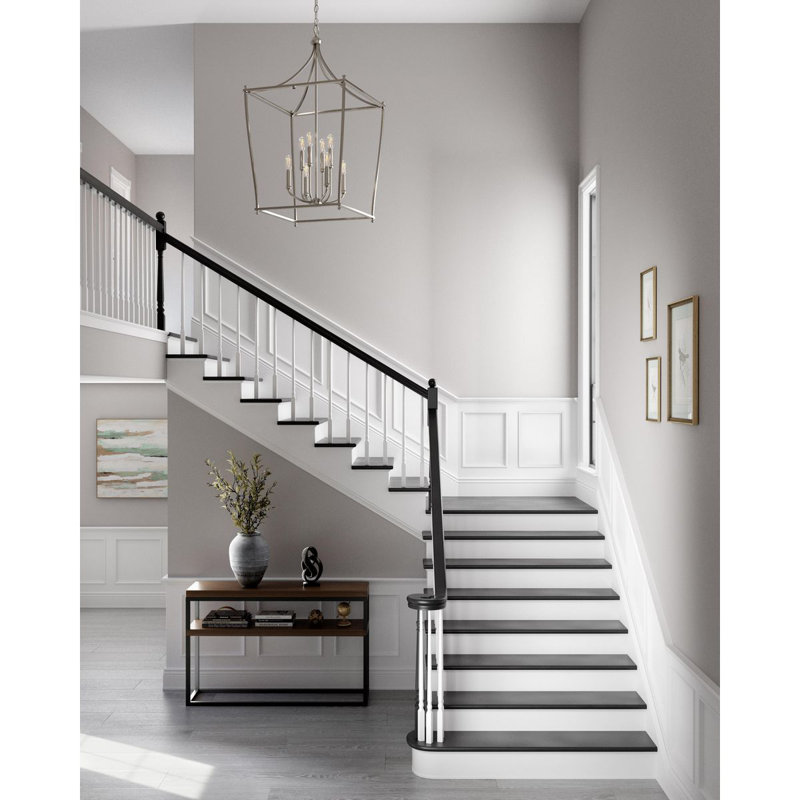 Luminaire pour vestibule à huit lumières New, Nickel brossé