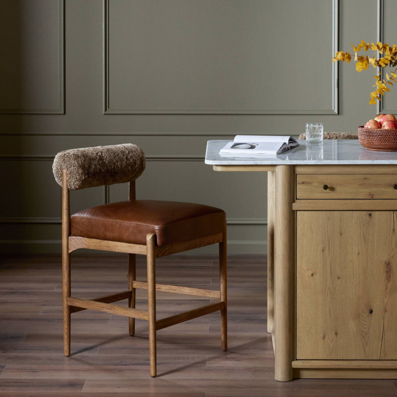 Jazelle Stool, Havana Brown Teddy Fabric, Counter Stool (27" Seat Height)