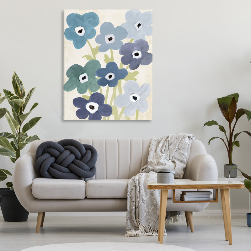 «Garden Blossoms in Blue», art mural par Susan Arnot, H 48 po x l 36 po