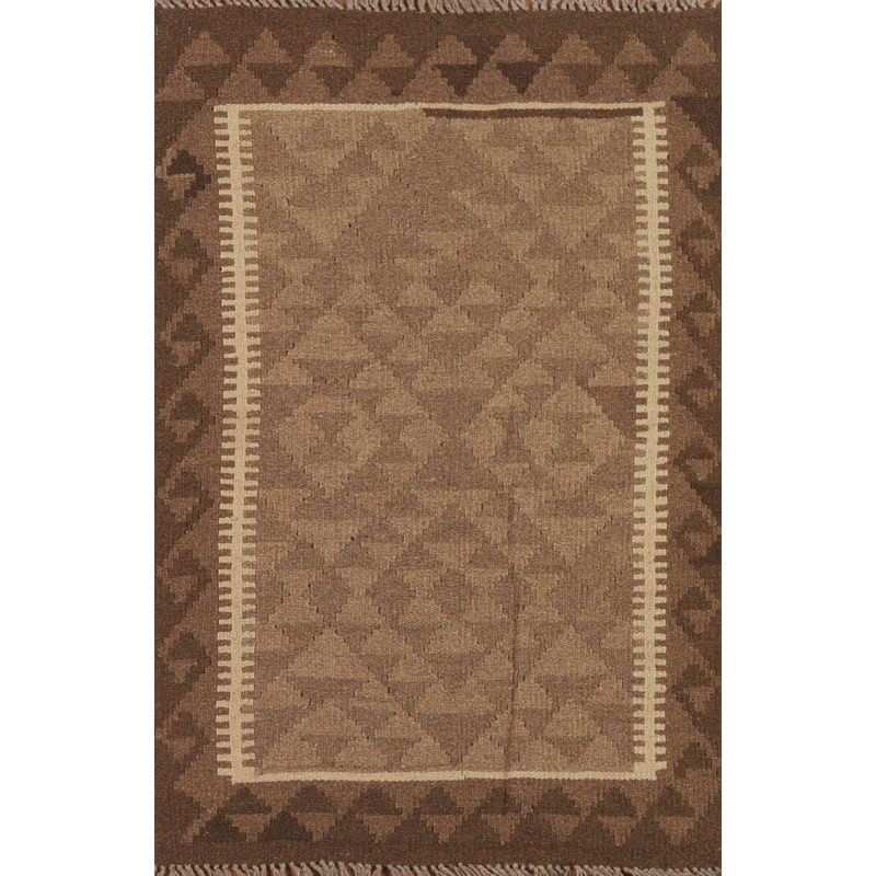 Brown Wool Kilim Oriental Area Rug 3x4