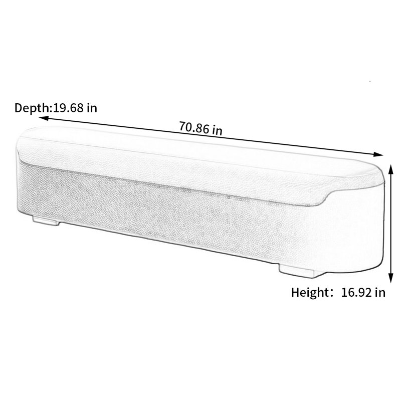 Banc rembourré en cuir Narah, H 16,92 po x l 70,86 po x P 19,68 po