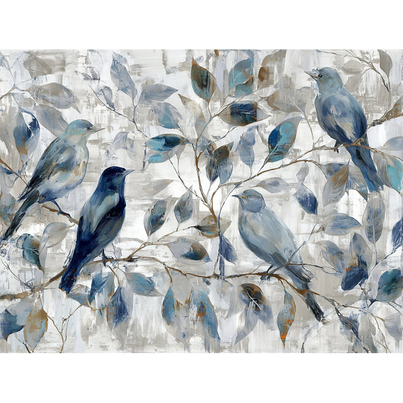 Chœur de bleu - décoration murale groupée d'oiseaux bleus
