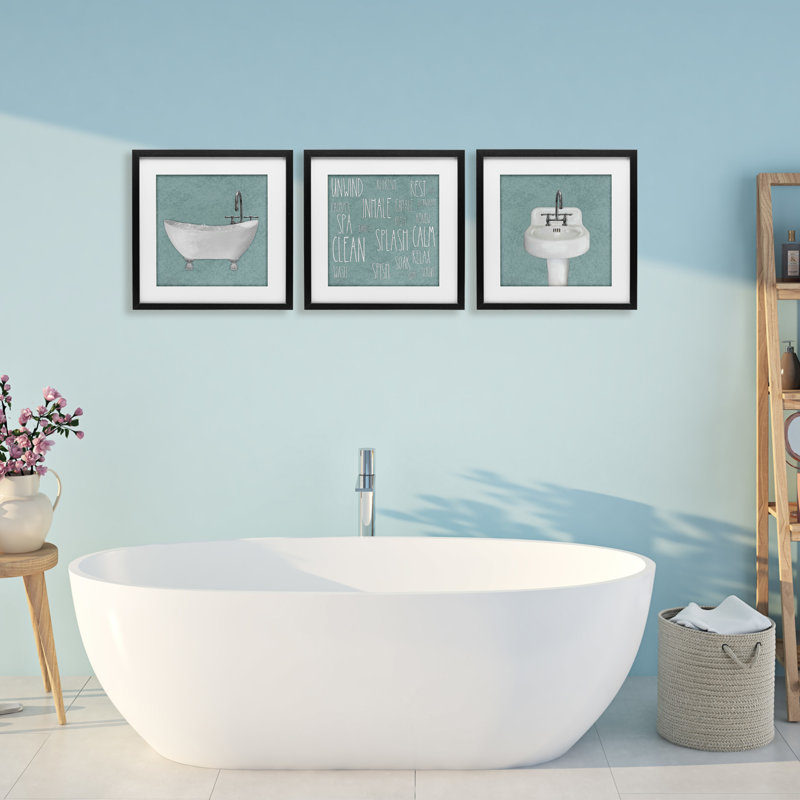 «Simple Bubble Bath Typographie», ensemble de 3 impressions encadrées sous verre, design par Matthew Piotrowicz