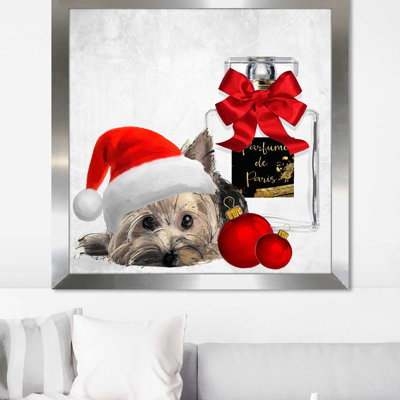 " Christmas Holiday Yorkie (Square) " by By Jodi