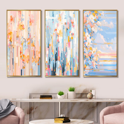 Modern Pink Cherry Blossom Bold Stripes