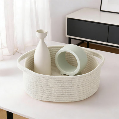 Paniers de rangement tissés à la main avec poignées, bac de rangement décoratif pour tablettes, placards, jouets et décoration intérieure, panier-cadeau en corde naturelle