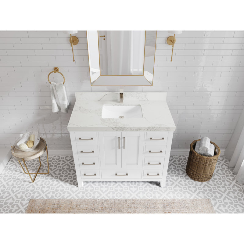 Malibu 42'' Single Bathroom Vanity with Top, Calacatta Nuvo