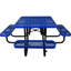 Table de pique-nique d'extérieur 46 po carrée en acier bleu - solide et pratique, mât de parapluie inclus