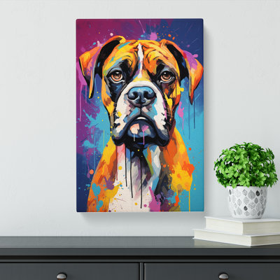 Boxer Dog Abstract - Wrapped Canvas