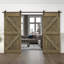 Porte de grange double à panneaux en bois teinté K Series avec ensemble de quincaillerie coulissante-86648992-86648993