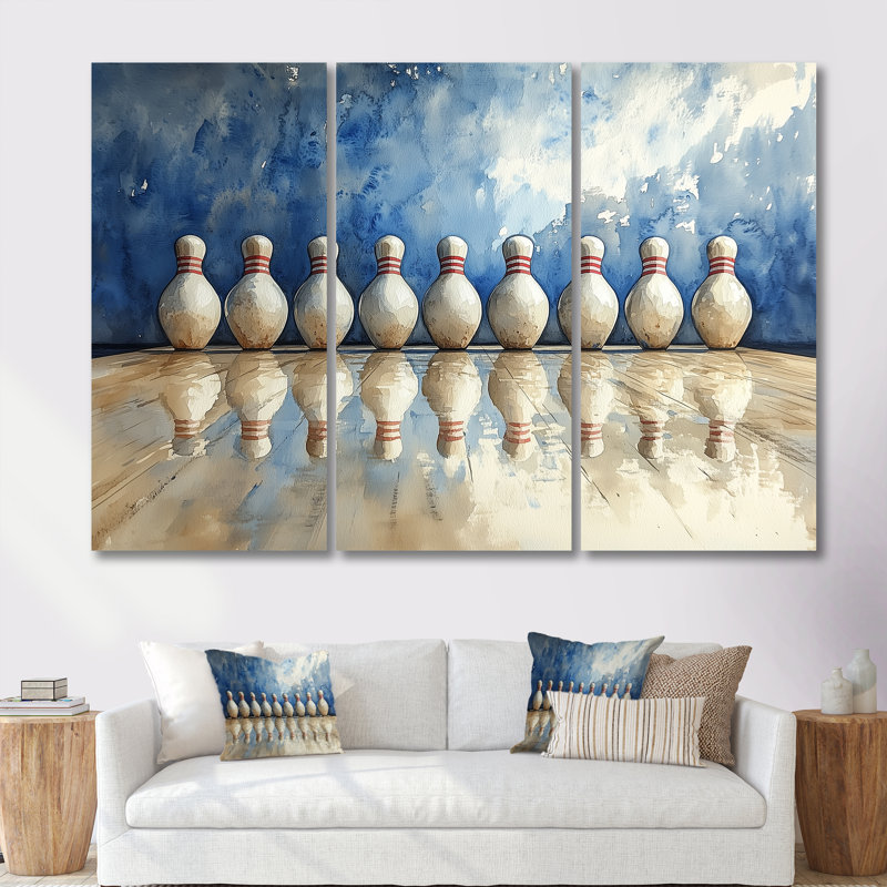 Ensemble de décoration murale bleue et blanche, Toile tendue, H 32 po x l 48 po x P 1 po