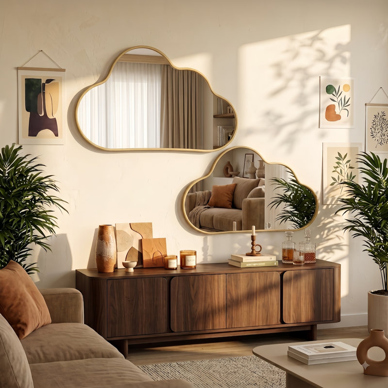 Ensemble de miroirs muraux asymétriques irréguliers, Doré