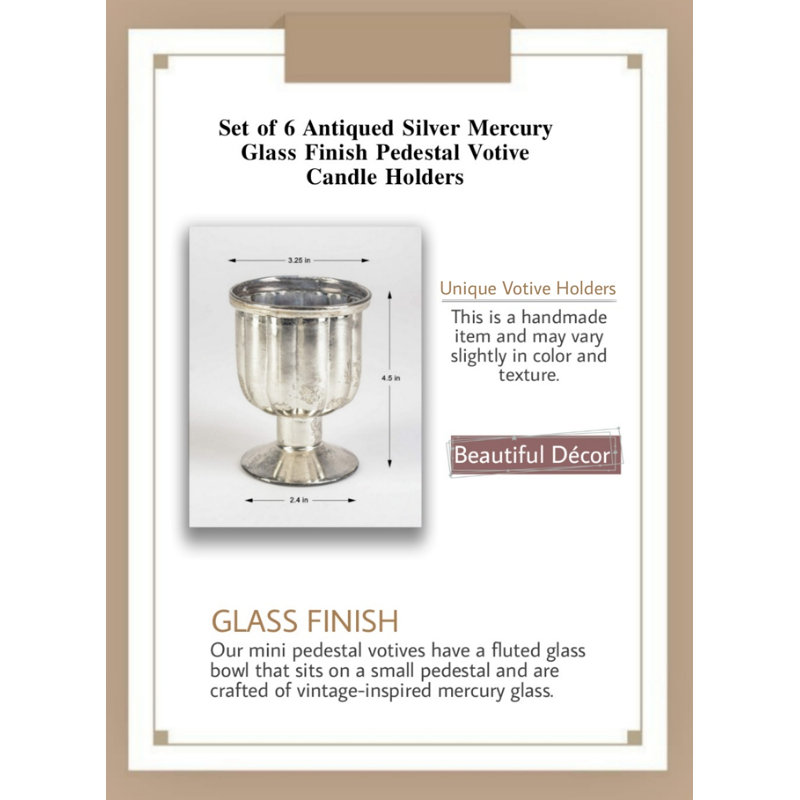 Votive piédestal antique en verre mercurisé